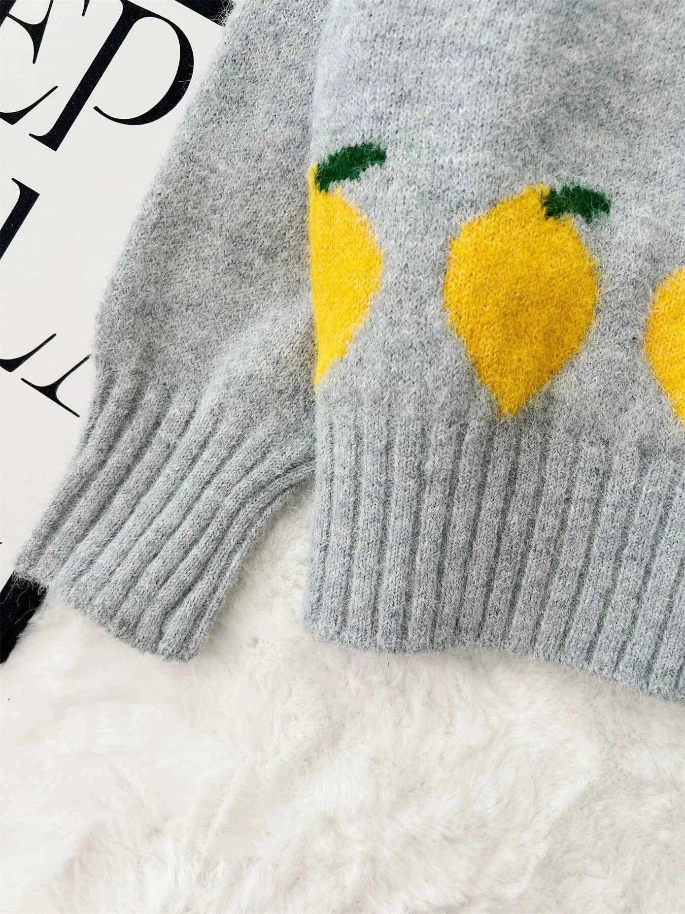 Lemon Pattern Button-Up Cardigan 3878680c0c5b453e90c60046c7002bc5-Max-Origin