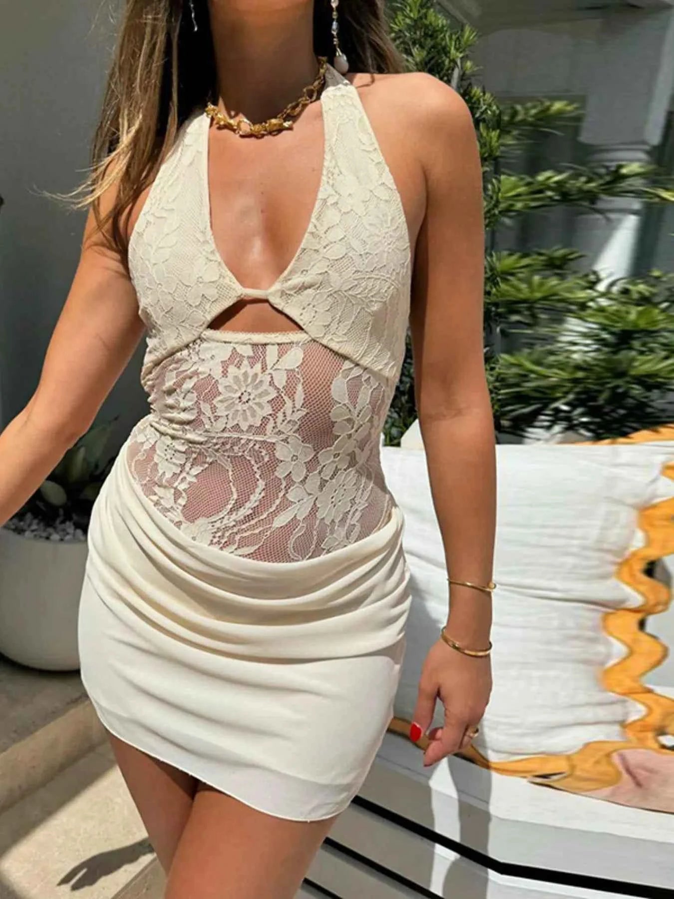 Lace Halter Neck Mini Dress Light Apricot 388ae4ecd87e49f99e5b3aa9d32a5869-Max-Origin