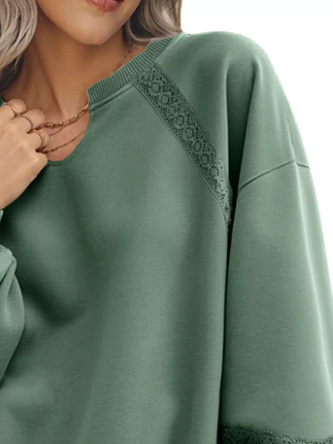 Lace Detail Notched Long Sleeve Sweatshirt 389aca52-5768-4adc-adac-fe2e18149695-Max-Origin