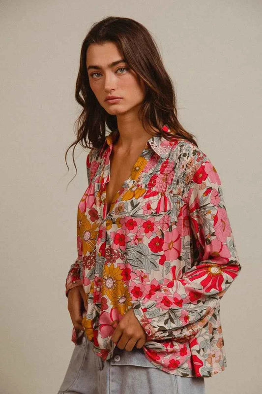 Woven Floral Printed Shirt Top 38a5ca415d6442fe90bfcb2defddbe09-Max-Origin