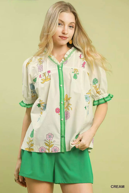 Petal Parade Print Button-Down Blouse CREAM 38b83418-787e-45c0-a6f0-817edf6b7b62-Max-Origin