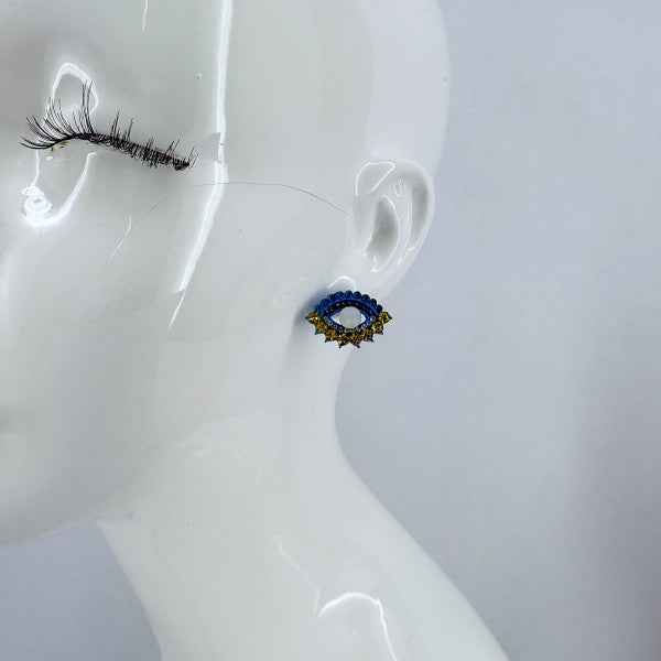 Evil Eye Yellow and Blue Rhinestones Post Back Ear 38d67b1a-87c4-4255-be5b-cf566fb1a731