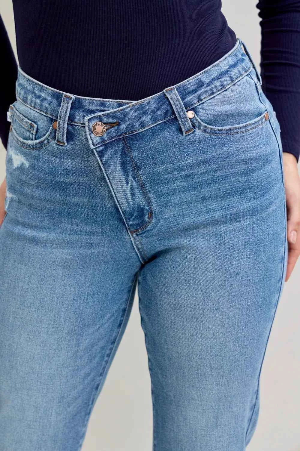 Judy Blue High Waist Bf Criss-cross Mild Destroy Jeans with Single Cuff 38d9dc45bf7d4dc999ed831d9d914411-Max-Origin
