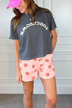 Sky Blue Polka Dot Print Drop Shoulder Pullover Drawstring Shorts Set 38e84aeae641eb15