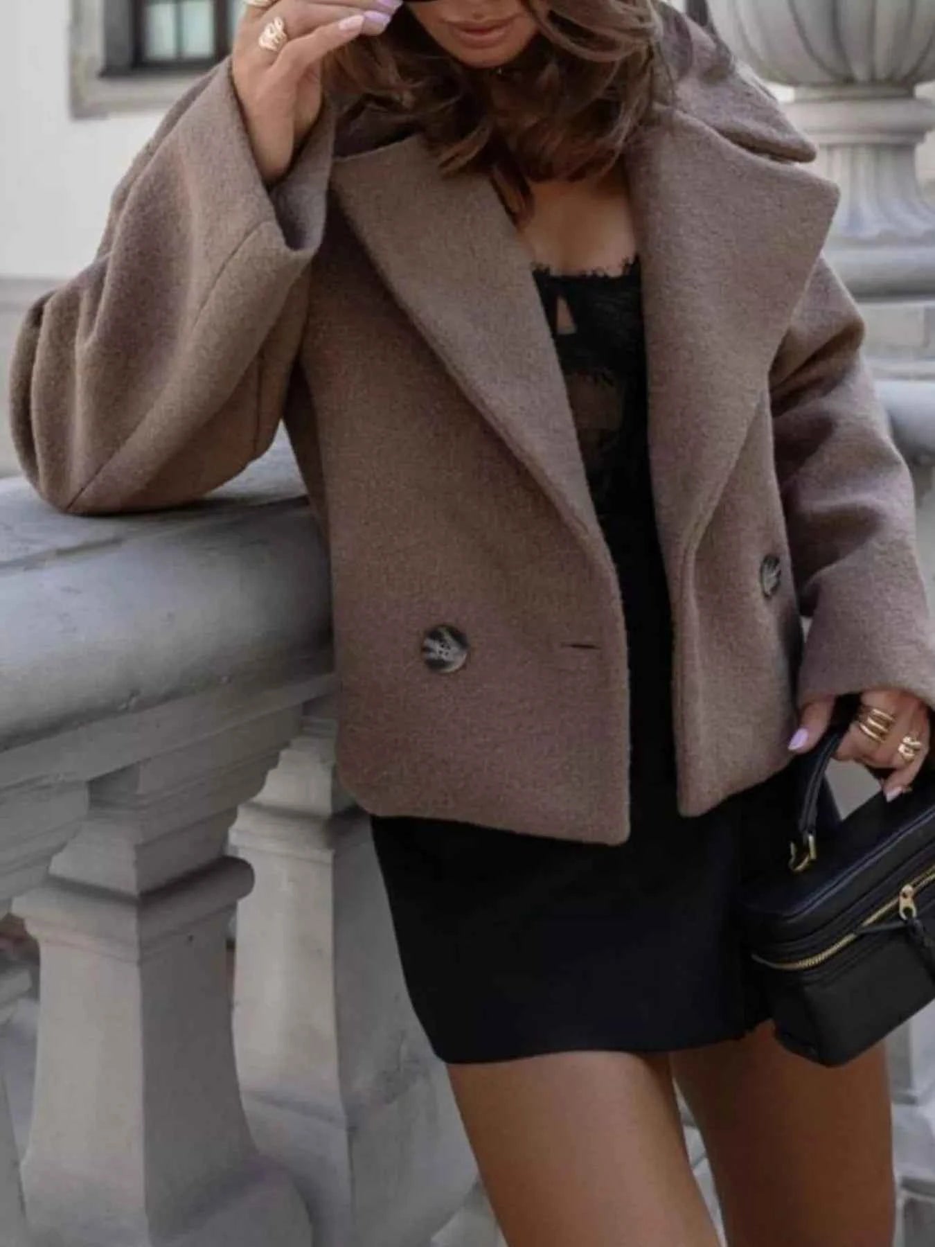 Lapel Collar Long Sleeve Cropped Outerwear 38e900ba-e228-4bcb-9214-f54e3cb1a0f8-Max-Origin