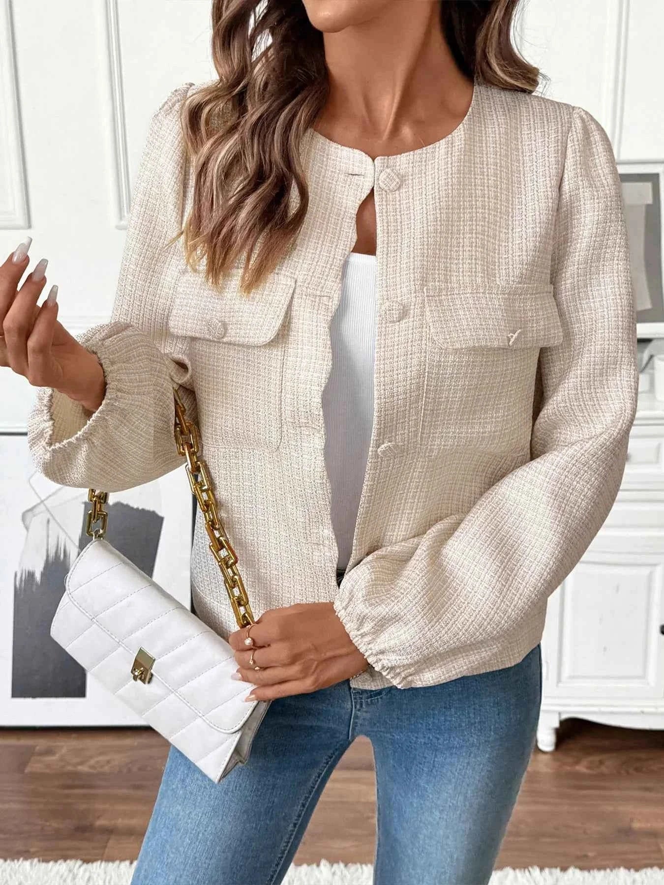 Button-Front Jacket with Pocket Details 38eb734a283541ea97530b18f93a43c7-Max-Origin