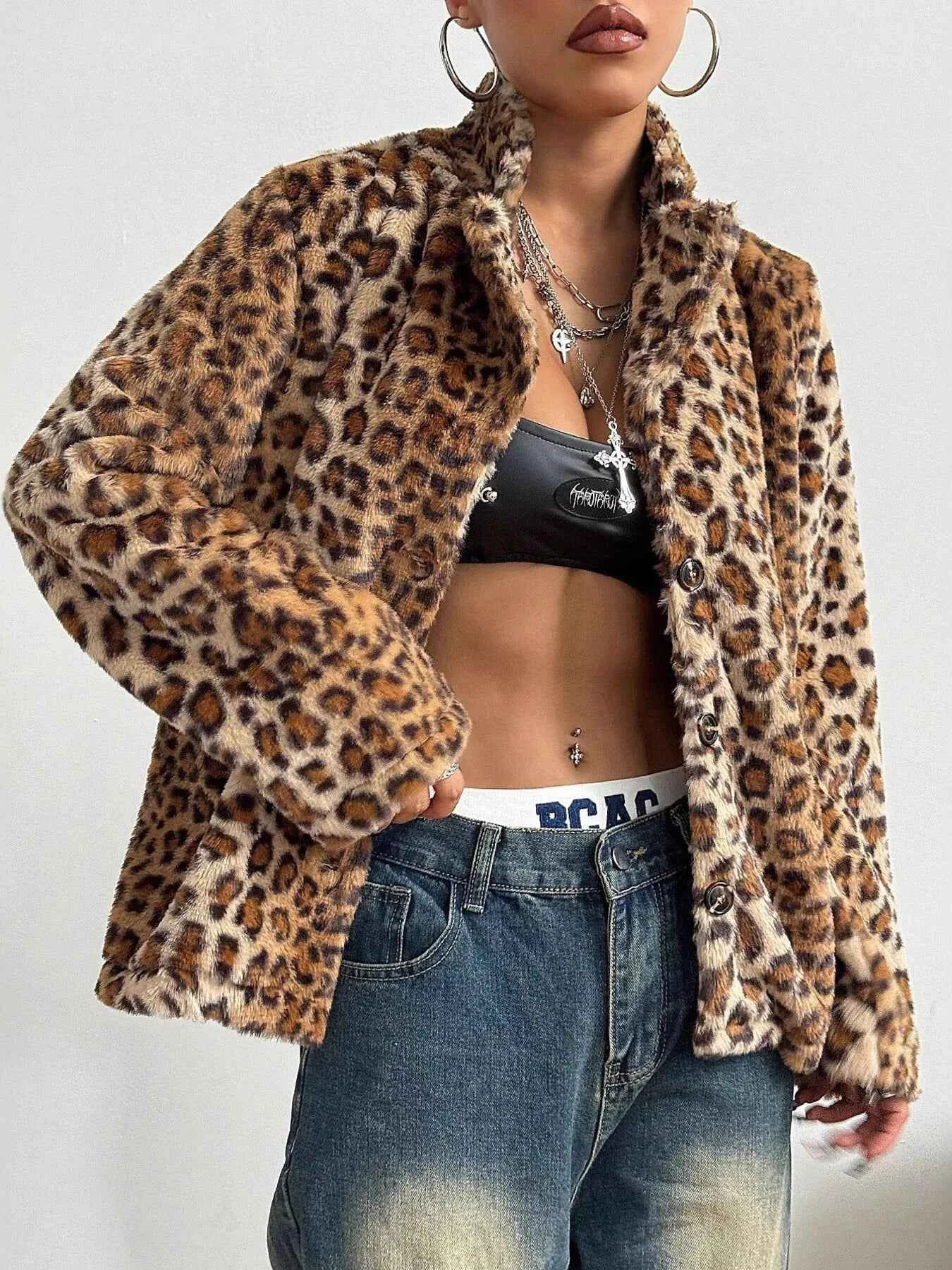 Leopard Button Up Faux Fur Outerwear Leopard 38f4c73e3f5a43ddaf264df8b6cfe4c0-Max-Origin