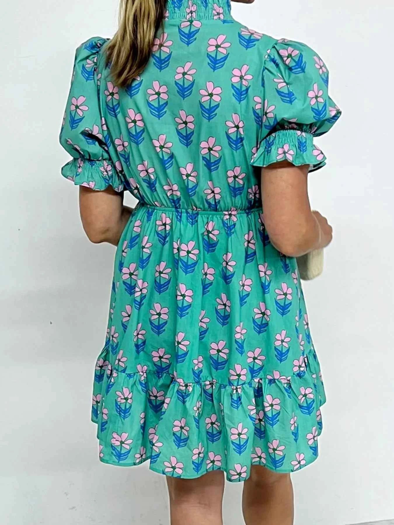 Floral Print Puff Sleeve Shirt Dress 38f9bdefc7d74c03a0875379cefdb3b7-Max-Origin