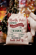 White North Pole Express Drawstring Christmas Gift Bag White ONE SIZE 100%Polyester 38f9c51092aa40d4