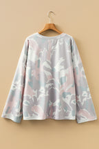 Green Plus Size Camouflage Print Drop Shoulder Loose Pullover Top 39080ee7c0f189b3