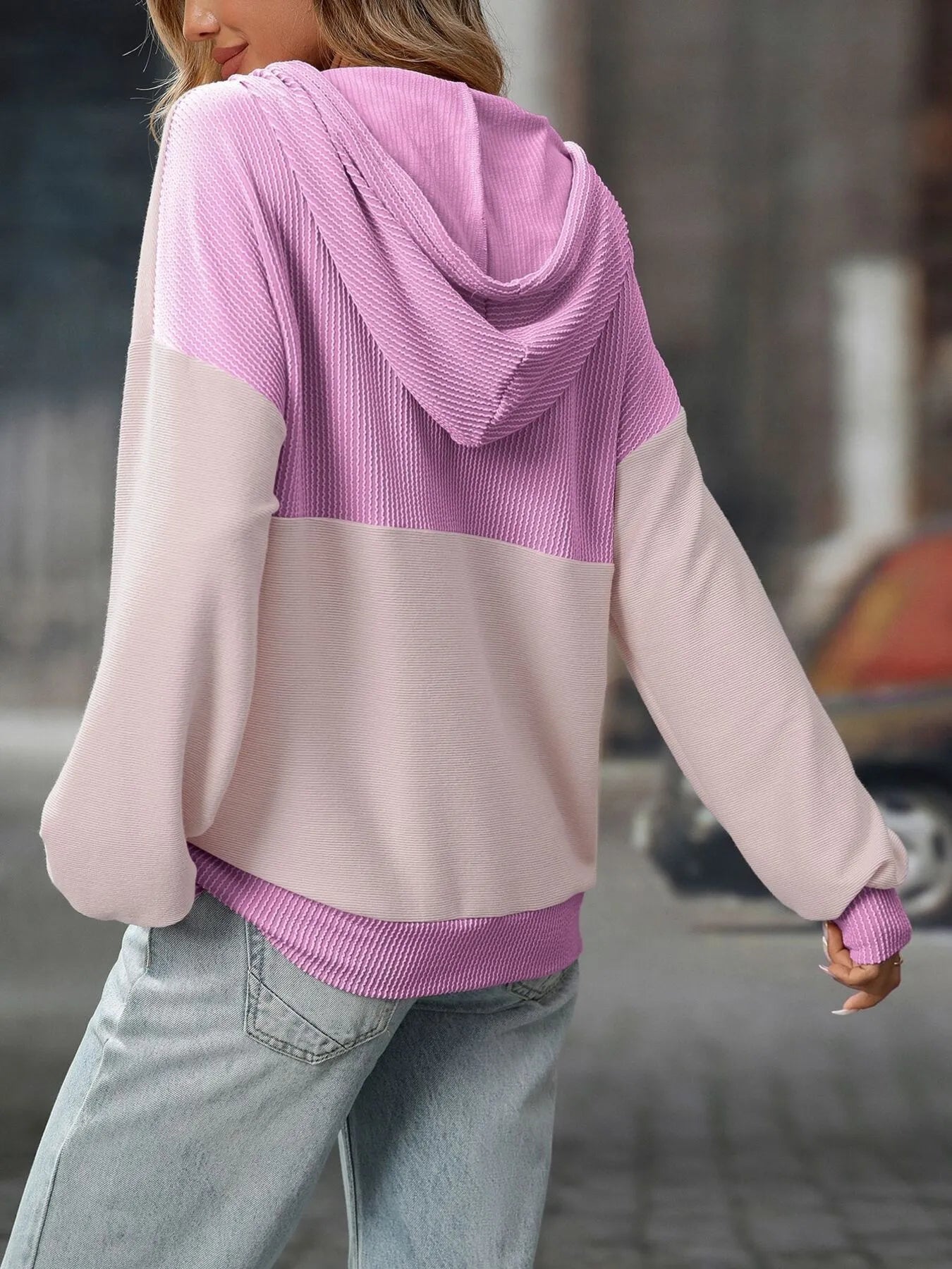 Drawstring Button Detail Long Sleeve Hoodie 390b89ff767d4adb842b0084f9447e0b-Max-Origin