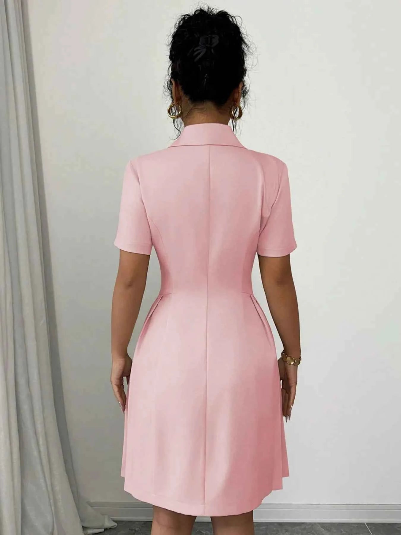 Double-Breasted Short Sleeve Dress 3910d649dd1540e785aaf3b7c3f05215-Max-Origin