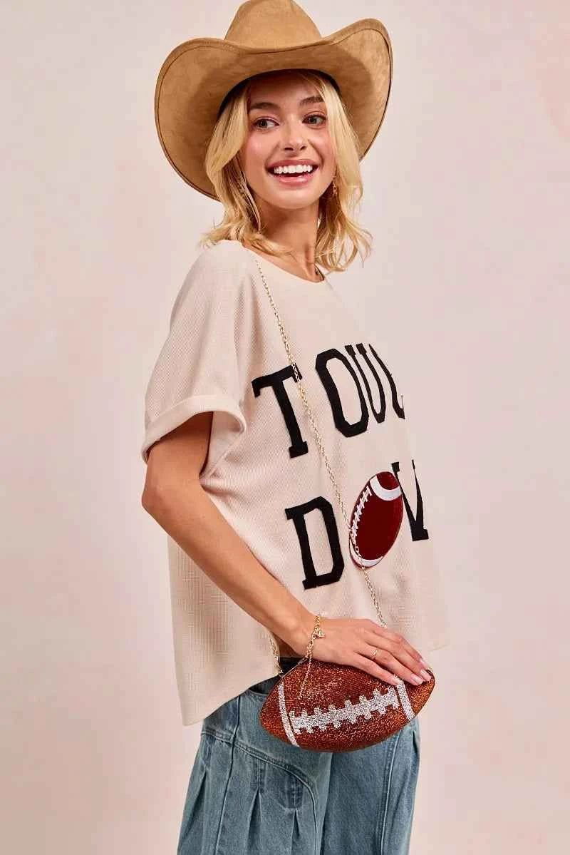BiBi Game Day Touchdown Letter Patches Waffle Short Top 39176b0bdf3c46948697ba9a25593e85-Max-Origin