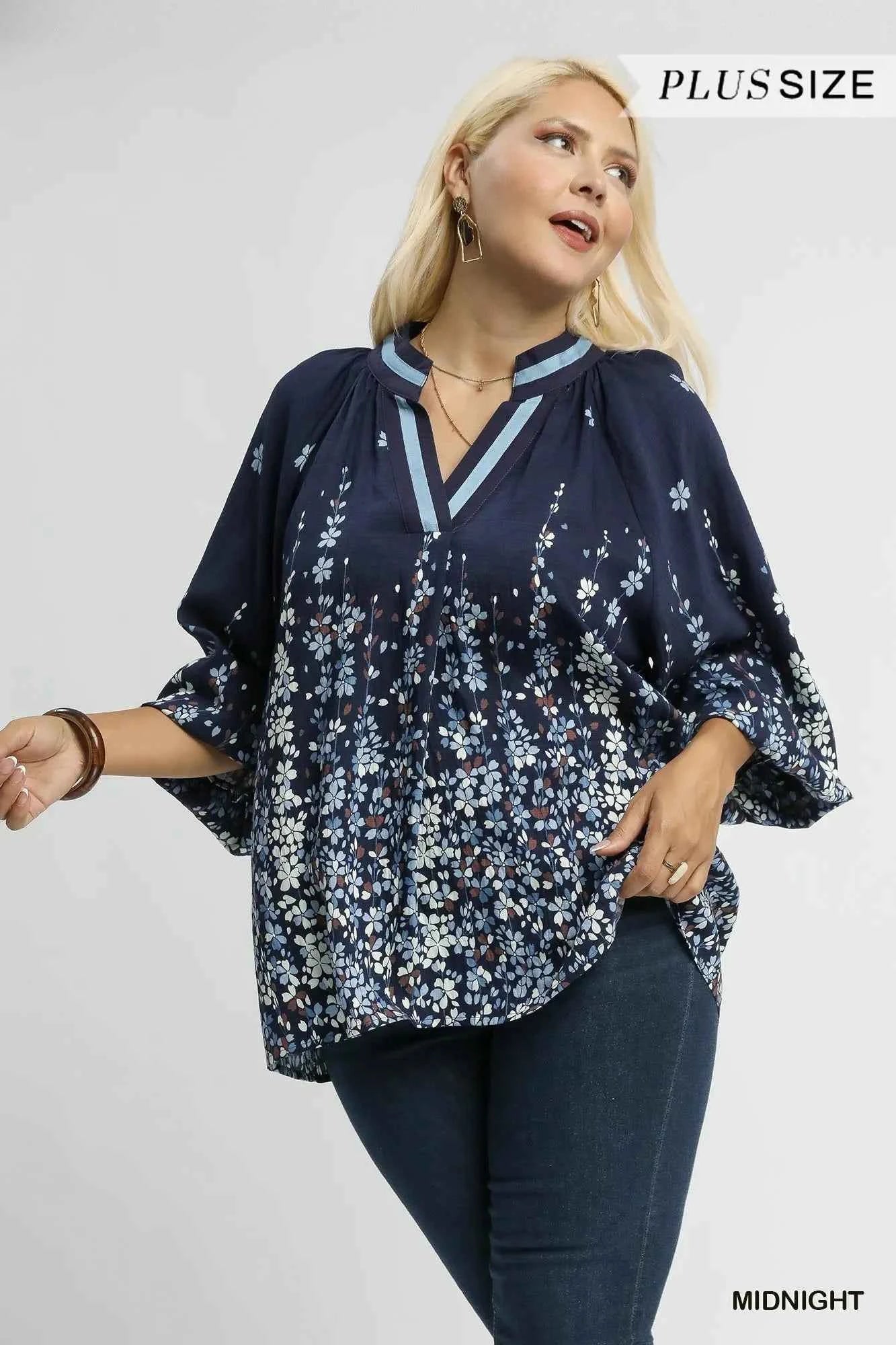 Umgee Full Size Floral Vine Print Blouse with Balloon Sleeves Plus Size 392365bb-cdc8-4585-b97a-fb9c4582e8ff-Max-Origin