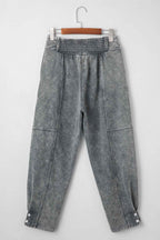 Medium Grey Mineral Wash Jogger Style High Waist Pants 392b833a52acb9c7