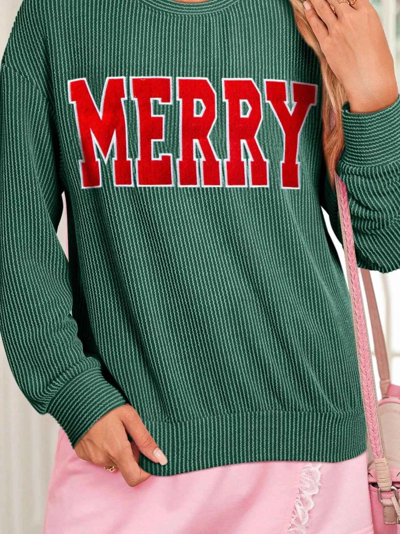 Merry Twisted Rib Christmas Loose Long Sleeve Top 3932ff06-ad8a-496e-a57b-d30982365a12-Max-Origin