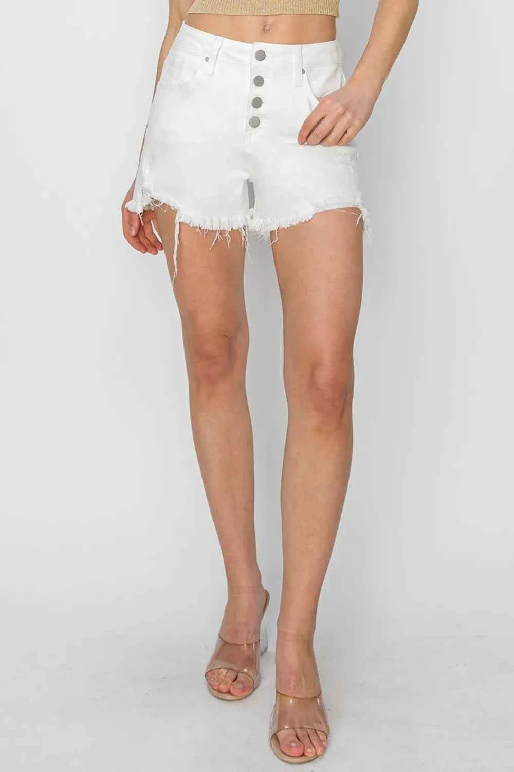 RISEN Button Fly Frayed Hem Denim Shorts 3950c464-ad4d-4cd7-be0b-ca634dd344c5-Max