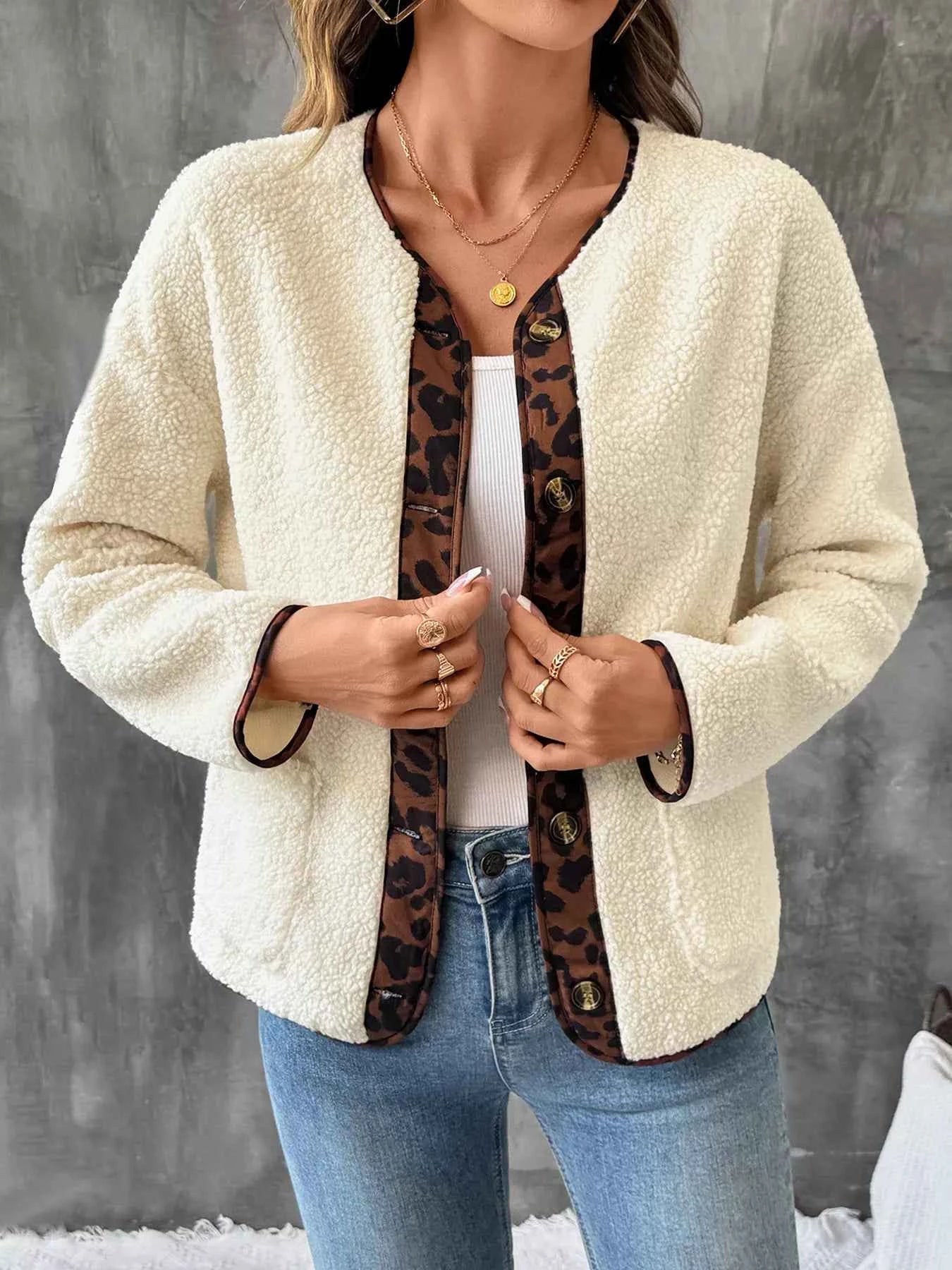 Leopard Trim Button Up Jacket 3955e487c80942079499ef679fd37947-Max-Origin