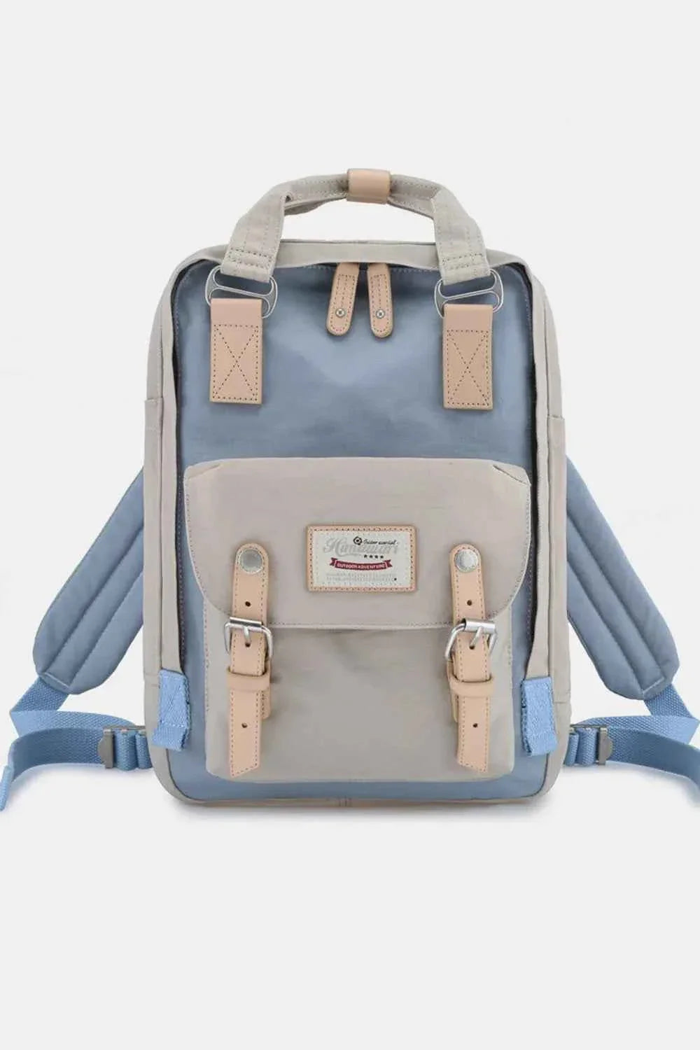 Himawari Contrast Waterproof Nylon Backpack Bag Blue Ivory One Size 396ecb39-48d1-41b4-ae51-72578dadedad-Max