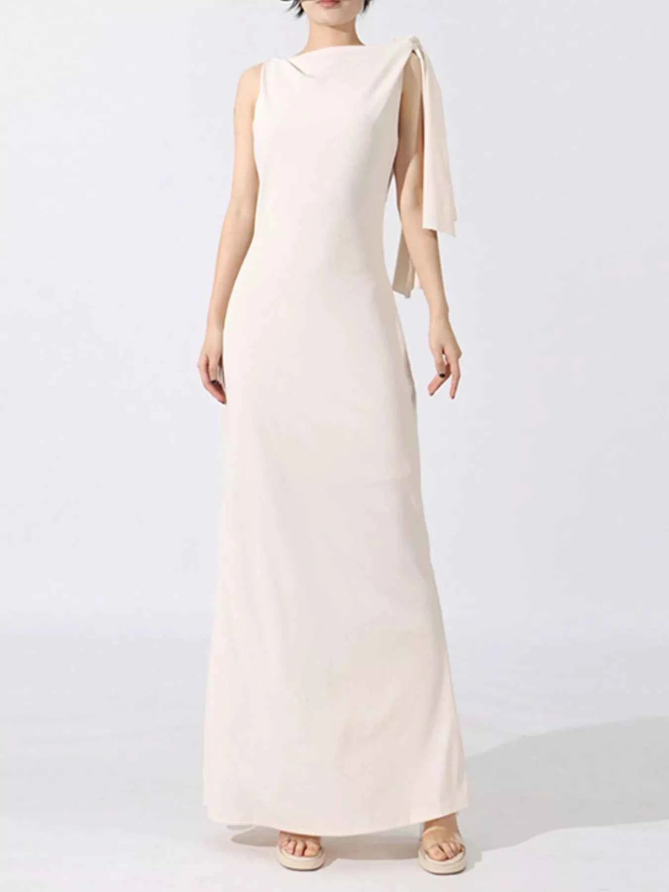 Tie Shoulder Sleeveless Maxi Dress Apricot 39761551-9e32-4463-a977-5882d9adf511-Max-Origin