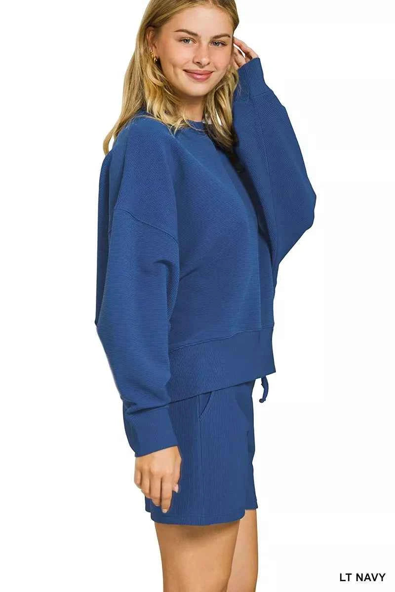 Zenana Ribbed Round Neck Pullover and Shorts Set 397e5c81c9184c3cb76c4233d2166fd1-Max-Origin