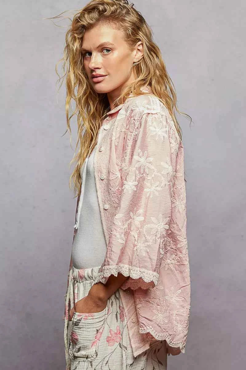 POL Embroidered Floral Collared Neck Shirt with Scalloped Edges 39873f7f-becd-4b8f-8713-5e81ee5b56b9-Max-Origin