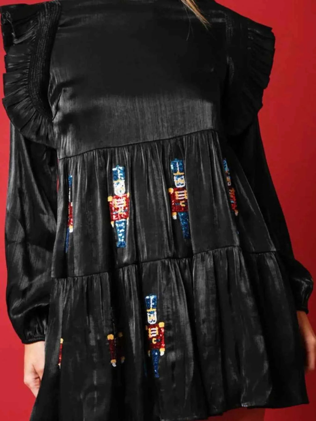 Christmas Ruffled Nutcracker Long Sleeve Dress 3988ce82-201e-4aa0-8a41-00857940dd46-Max-Origin