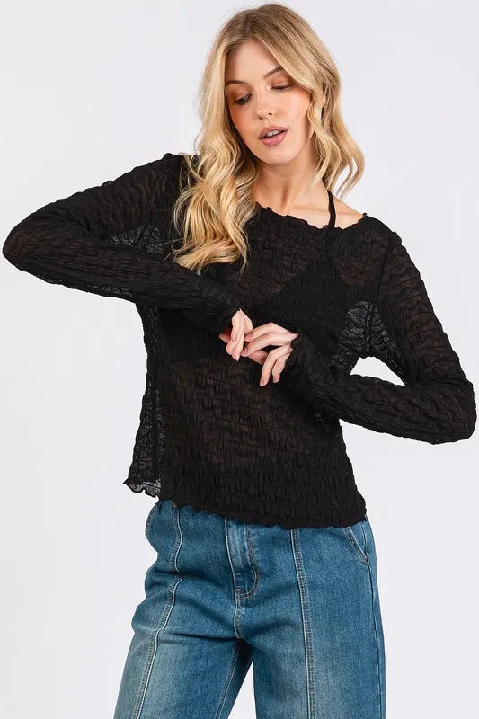 Lettuce Hem Boat Neck Long Sleeve Blouse 39894684-258d-4138-9587-4529d8b040a8-Max