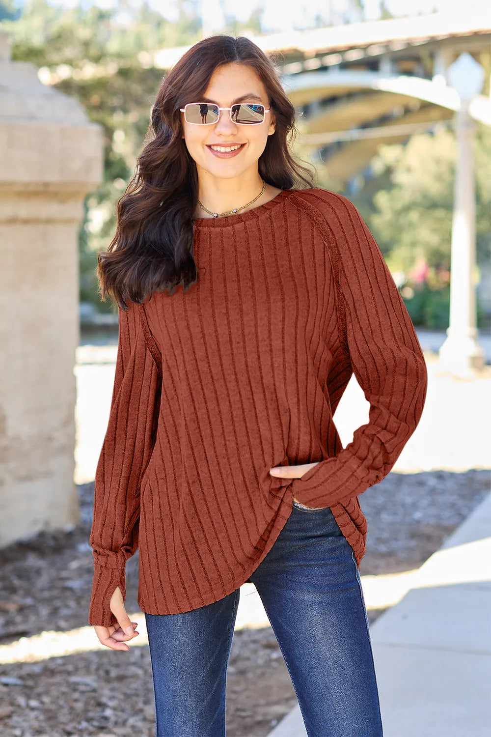 Basic Bae Full Size Ribbed Round Neck Long Sleeve Knit Top 398c69b85aa44c2fb6fdb79f0a3eb1d2-Max