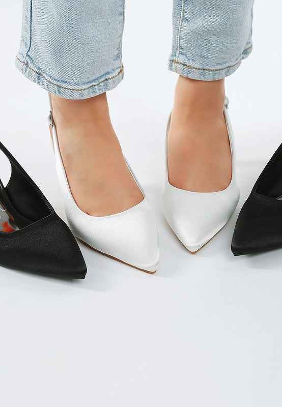 Vinca Satin Pointed Toe Slingbacks 398ebf26-8df0-4272-94a6-8120c9999e38