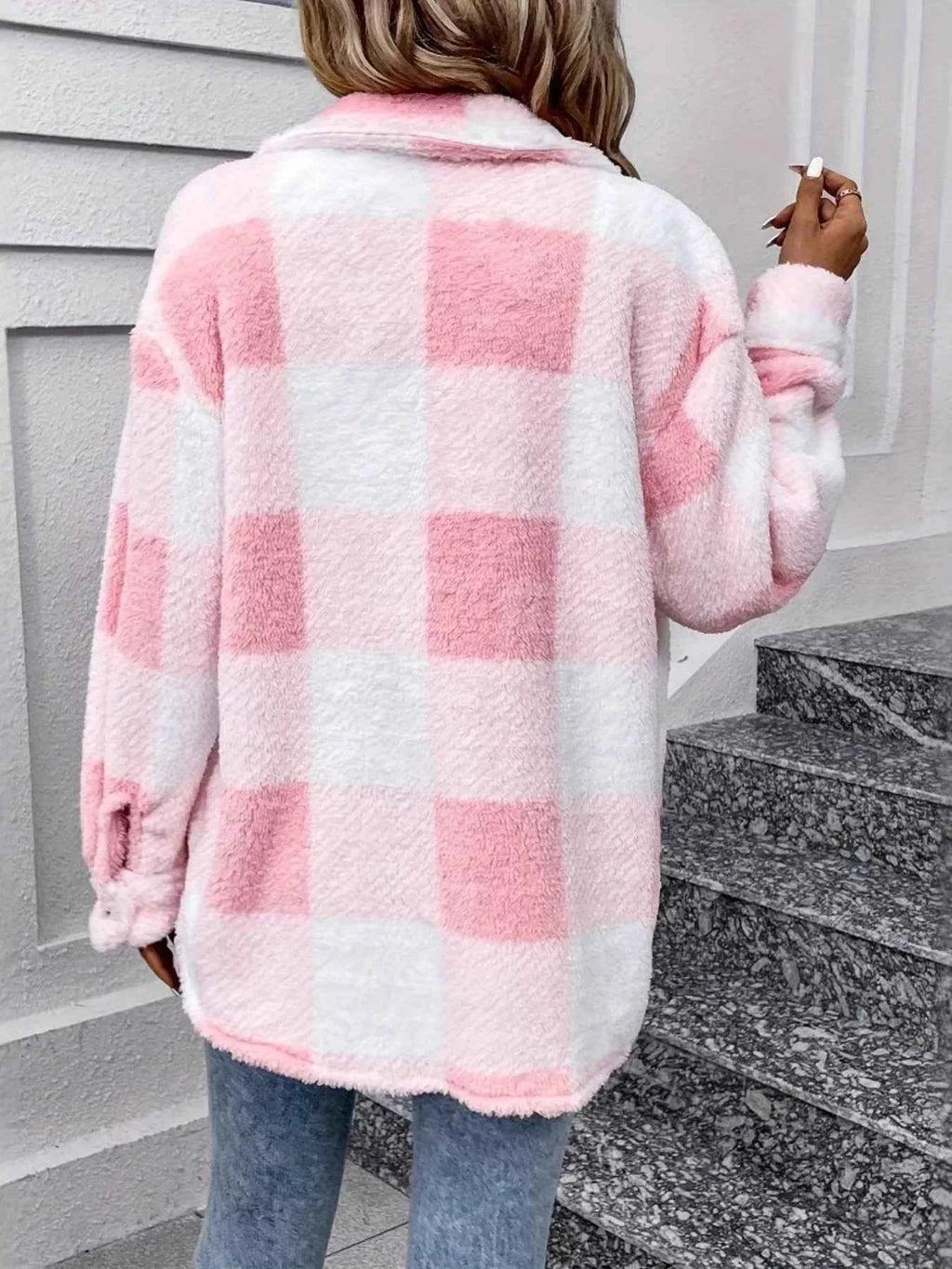 Plaid Fleece Button-Up Outerwear 39991acc01794bc1a415ab9f40d0c449-Max-Origin