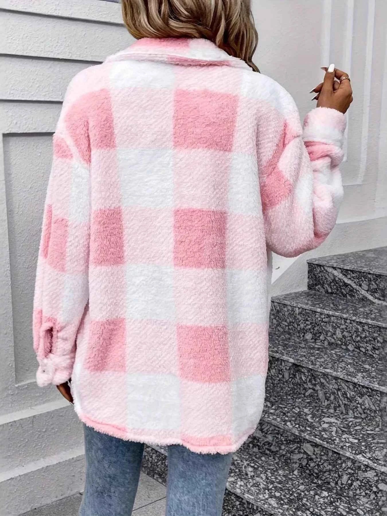 Plaid Fleece Button-Up Outerwear 39991acc01794bc1a415ab9f40d0c449-Max-Origin