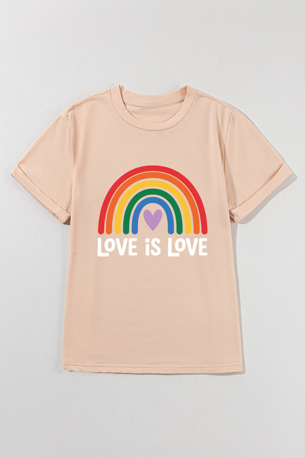 Khaki Love is Love Rainbow Heart Print Graphic T Shirt 399da810decc6563