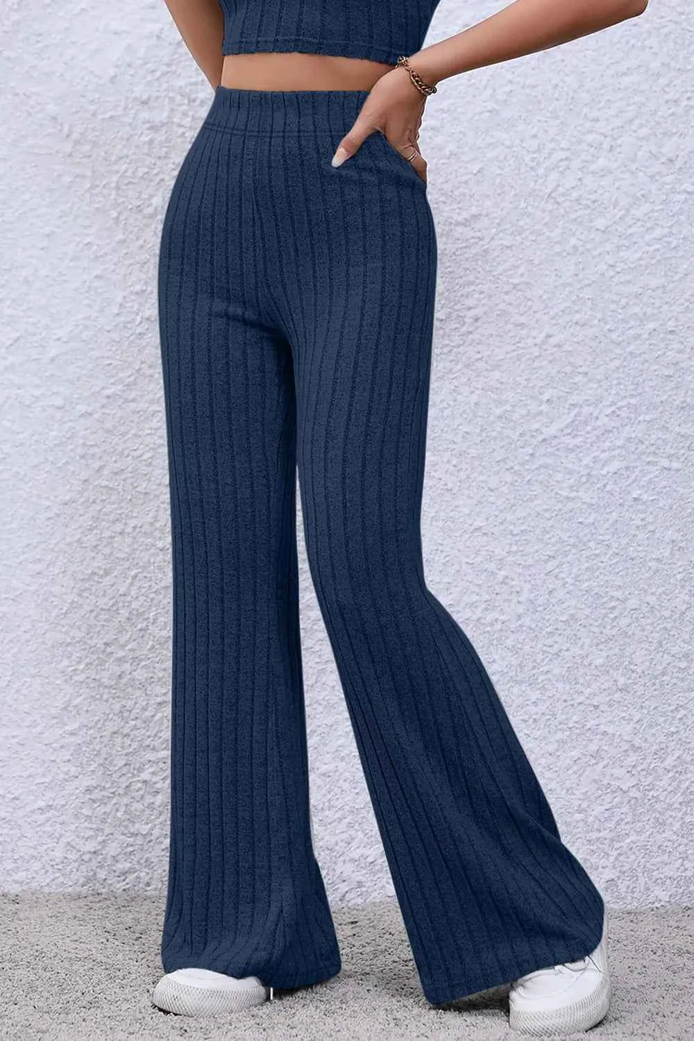Basic Bae Full Size Ribbed High Waist Flare Pants 39a45474-bb83-4709-ad03-c46f2acae50d-Max