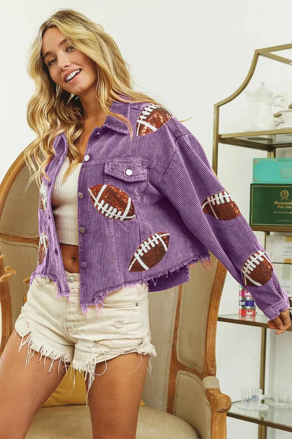 BiBi Football Sequin Embroidery Washed Corduroy Jacket 39a555b9-ac17-43c2-a646-c4ad6bf1b24e-Max