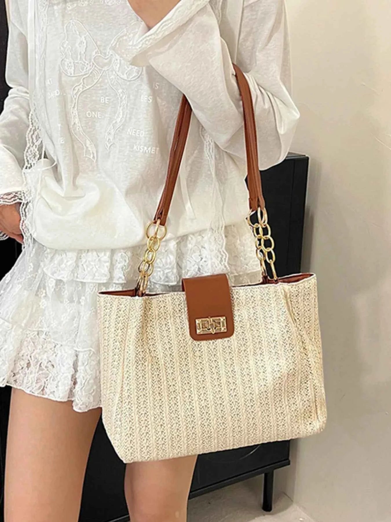 Woven Straw Shoulder Bag Brown One Size 39aa0702-8364-4a87-89f1-70930daf5efe-Max-Origin
