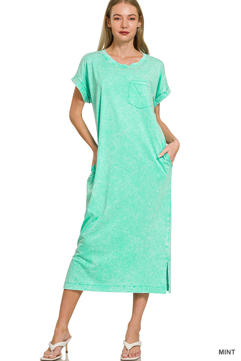 Zenana Washed Exposed Seam Short Sleeve T-Shirt Dress 39b3ff0f-f9f3-483c-a69c-0d8143a0b63c-Max