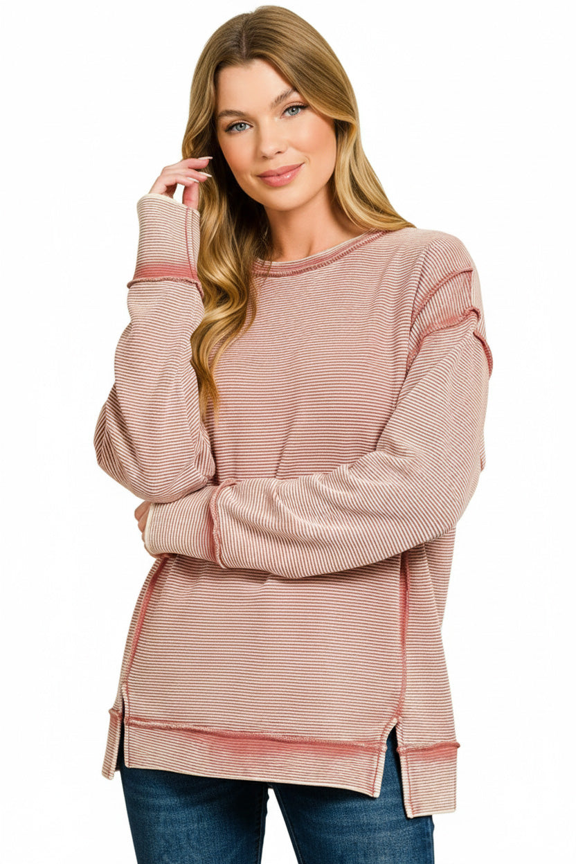 Zenana Acid Washed Double Ribbed Exposed-Seam Sweatshirt 39b6d0e8-98a2-4db5-a8e3-ed2c7d05d2c8-Max
