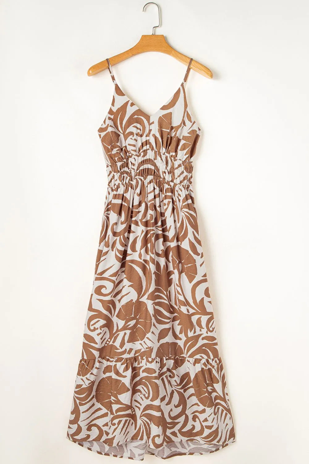 Floral Shirred High Waist Spaghetti Straps Dress 39b6d70c-d93f-4f00-b132-13dedae59d8c-Max-Origin