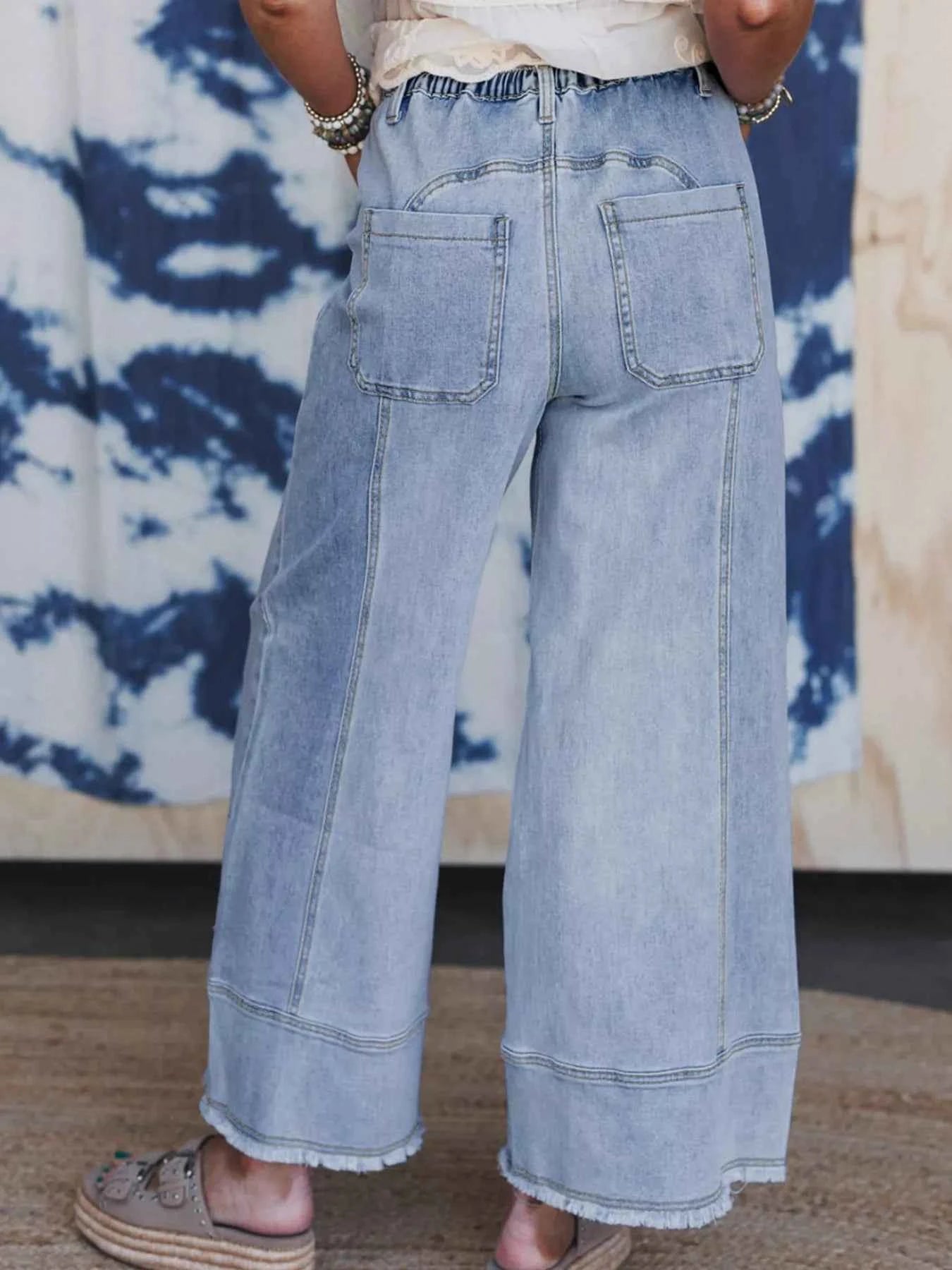 Wide Leg Drawstring Raw Hem Jeans 39c76a74da8f420286bdf6d9d2bf168a-Max-Origin