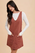 Annie Wear V-Neck Adjustable Strap Denim Overall Dress with Pockets Rust 39caf995-df8a-46d9-a4ae-f3bb89488b67-Max