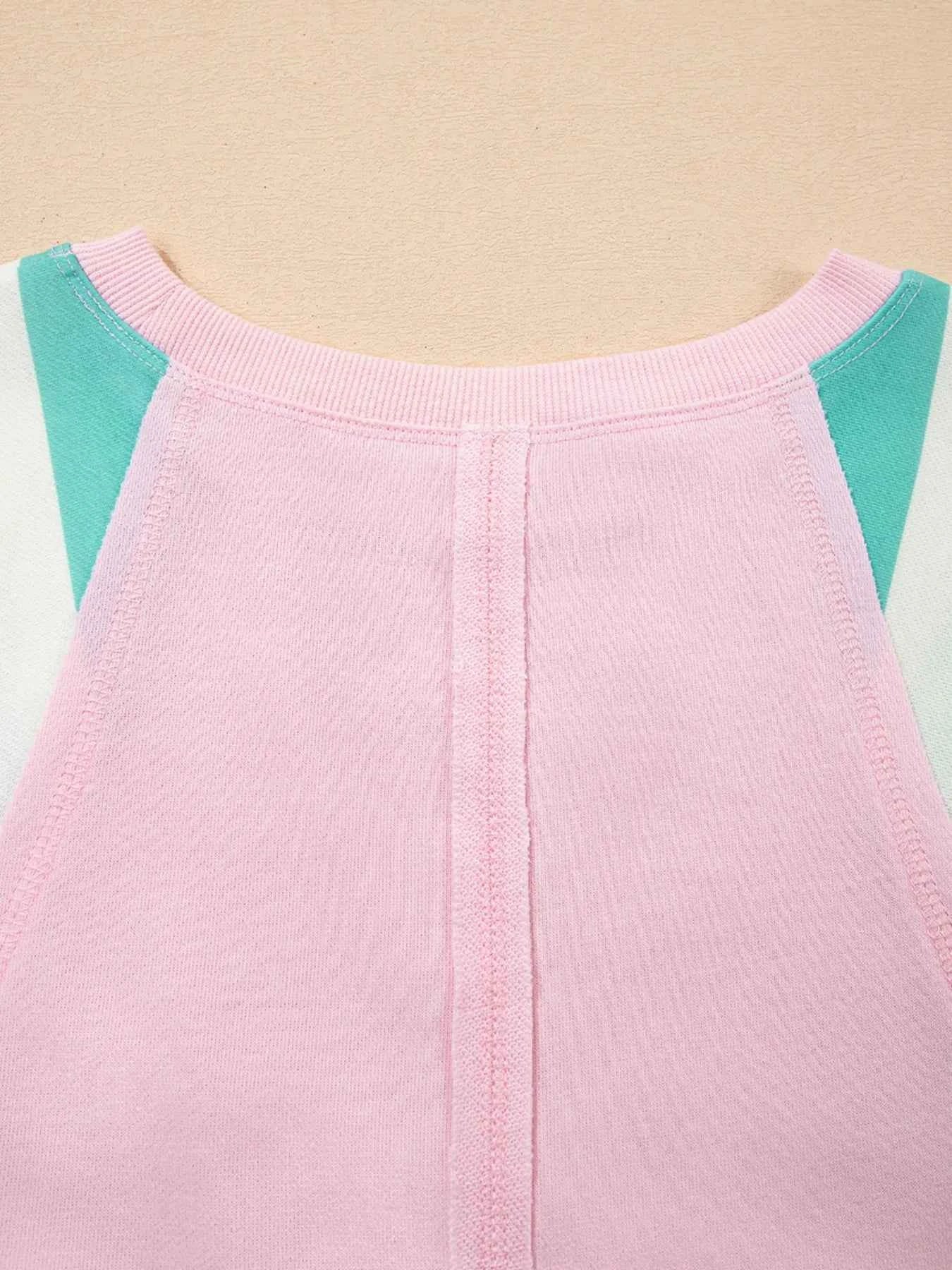 Striped Color Block Patchwork Raglan Sleeve Top with Slits 39cb457d0a5445e8bc7e3a13699daa46-Max-Origin