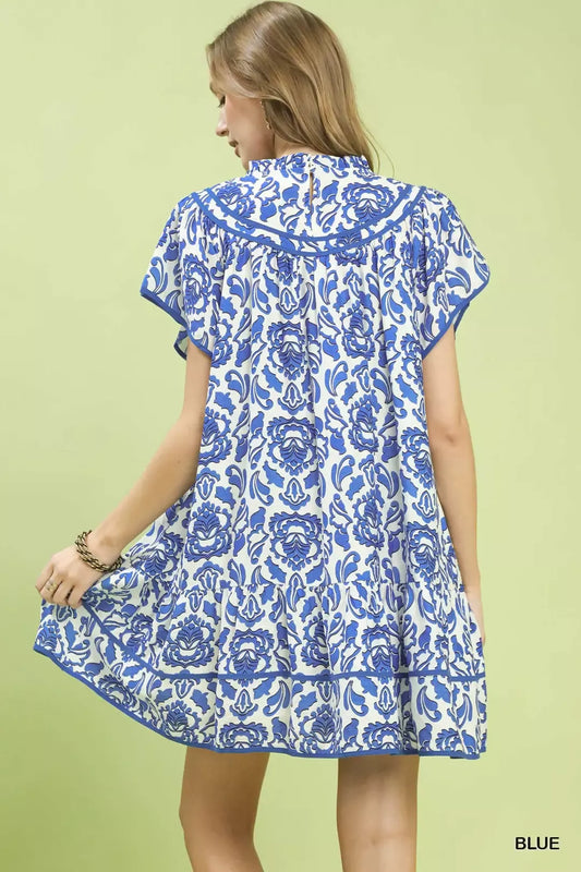 Abstract Print Babydoll Mini Dress 39dc2cb3-052f-426b-bf04-b98932453036-Max-Origin