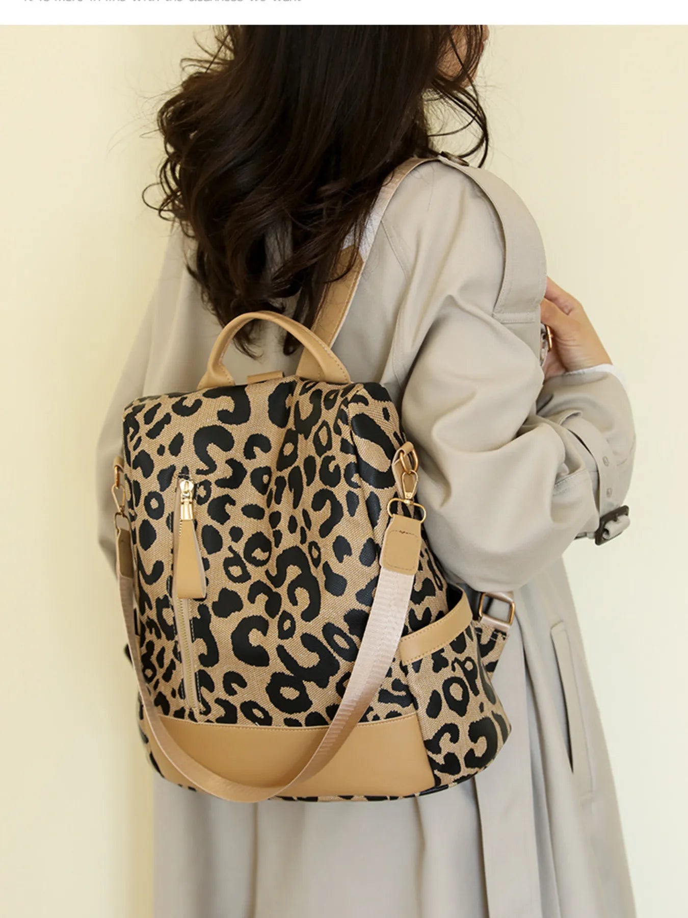 Leopard Print Backpack Bag Brown One Size 39dc4ab165124a3f8e1890b552df50b5-Max-Origin