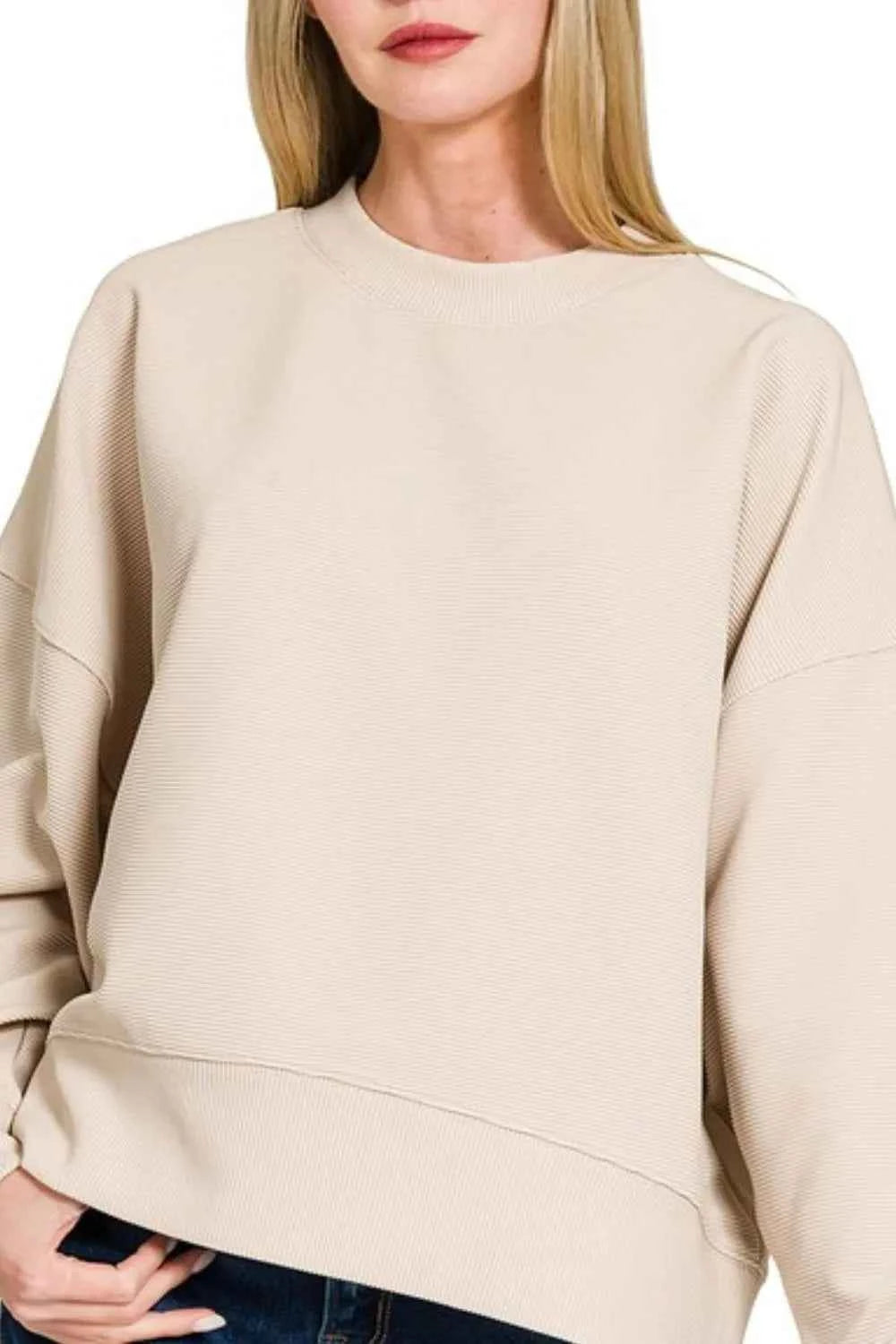 Zenana Ribbed Balloon Sleeve Sweatshirt 39e5246a-1098-471c-ba63-379316fb7eed-Max-Origin