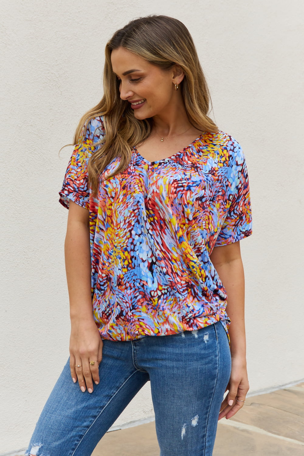 Be Stage Full Size Printed Dolman Flowy Top 39e7d7a987844906959b479031032879-Max