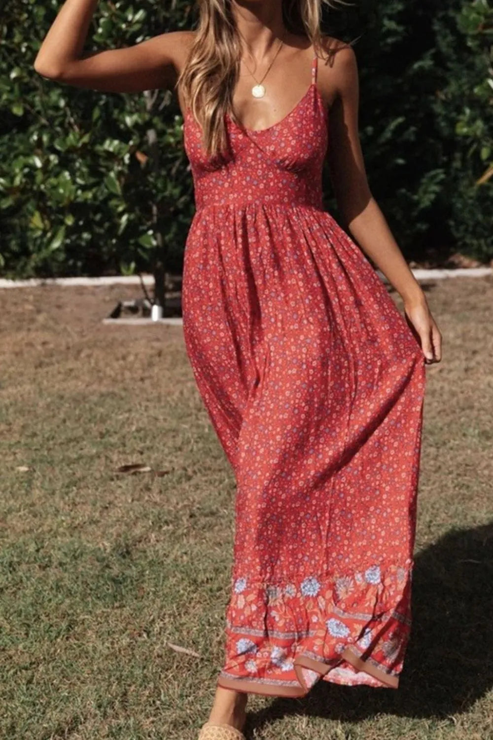 Printed Maxi Cami Dress Deep Red 39ee03b5-0d7c-4359-8949-bdd743a8b9ff-Max-Origin