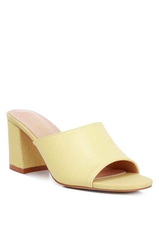ADDIE Block Heel Slip On Sandals Yellow 39f248d1-c603-426e-9feb-111fbabc1400