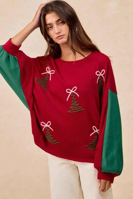BiBi Christmas Theme Tree Embroidered Sweater 39fc1ae554ac4a4597b40c73a021147b-Max-Origin