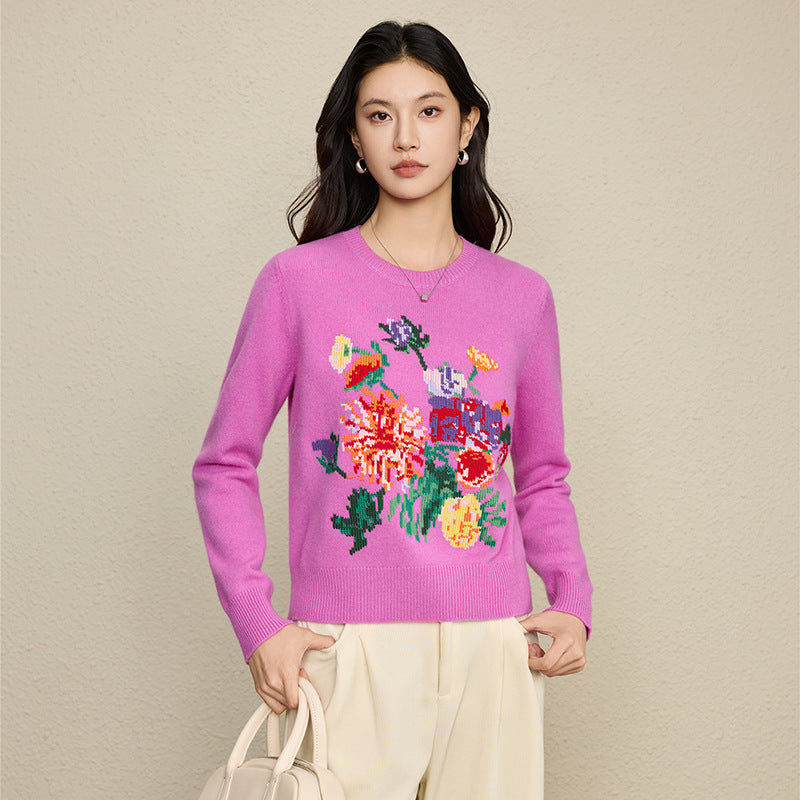 The Peony Embroidered Wool Sweater Crimson 3A79CF9C75DA0DC25BBE9A573B48B732_ffc8f479-9522-4340-803e-a39d9bf26f46
